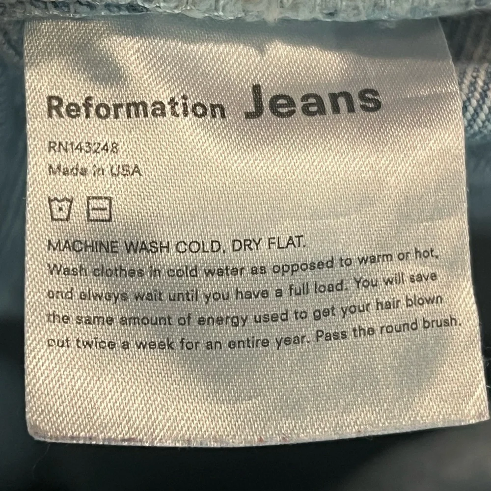 Reformation Womens Hanna‎ Mid Rise Relaxed Largo Destroyed Wash Jeans Size 26